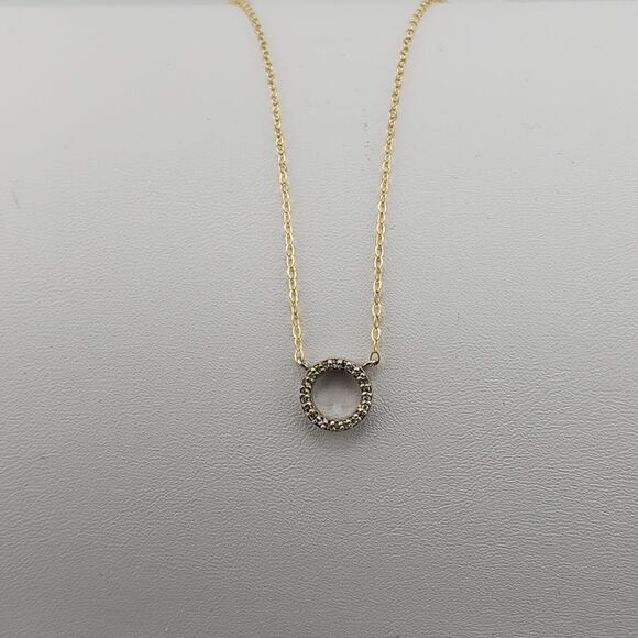 Marc Marcella Diamond Circle Pendant Necklace Gold Plated Sterling Silver 15" - Picture 2 of 6